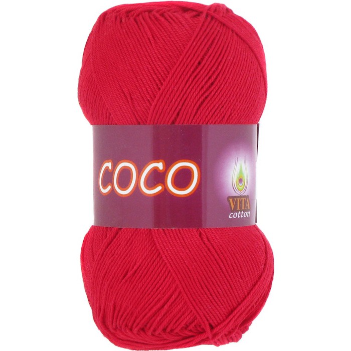 Пряжа Vita-cotton "Coco" 3856 Красный 100% мерсеризованный хлопок 240 м 50гр